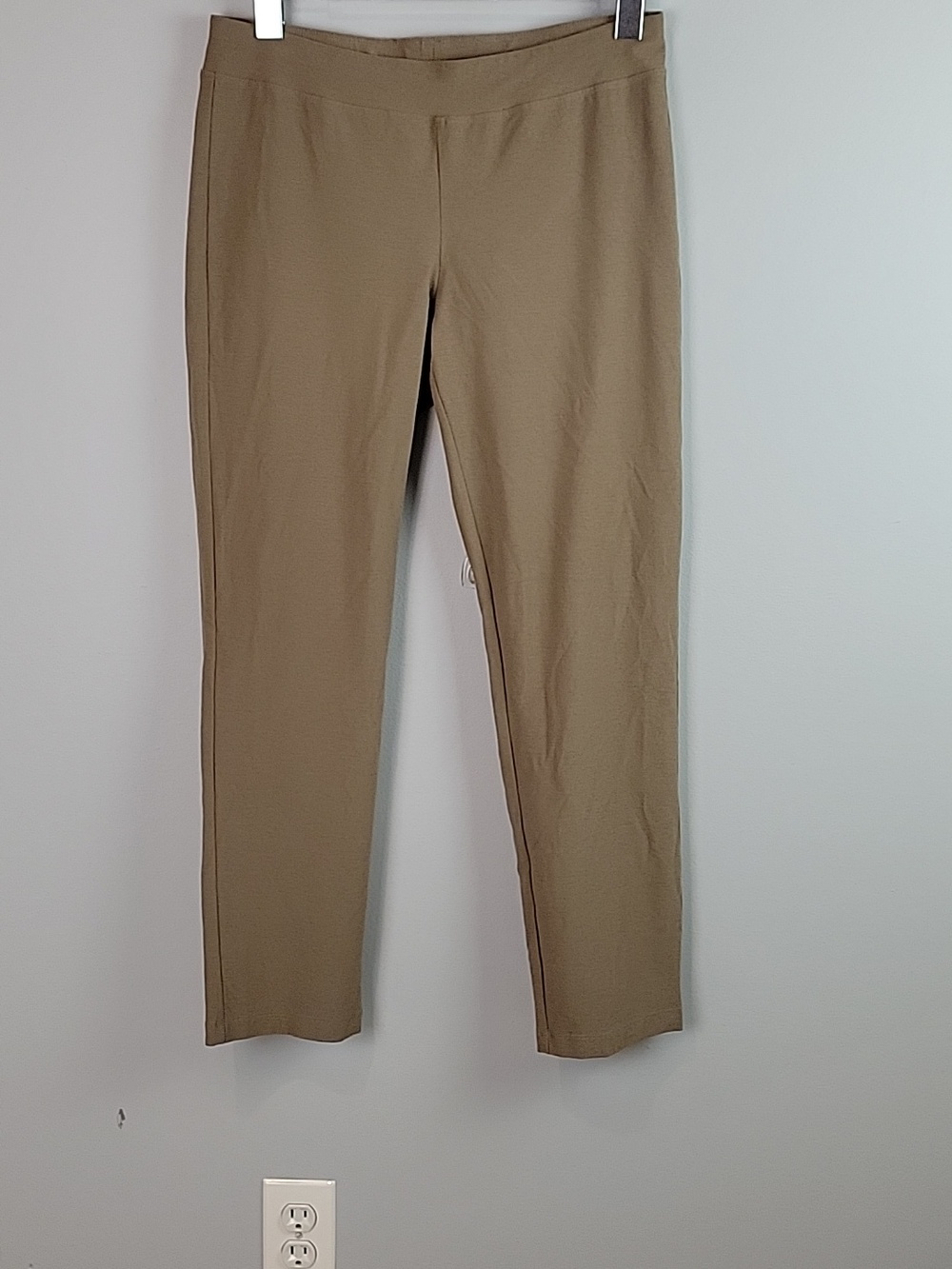Eileen Fisher washable crepe slim pull on pants size PS Petite Small taupe